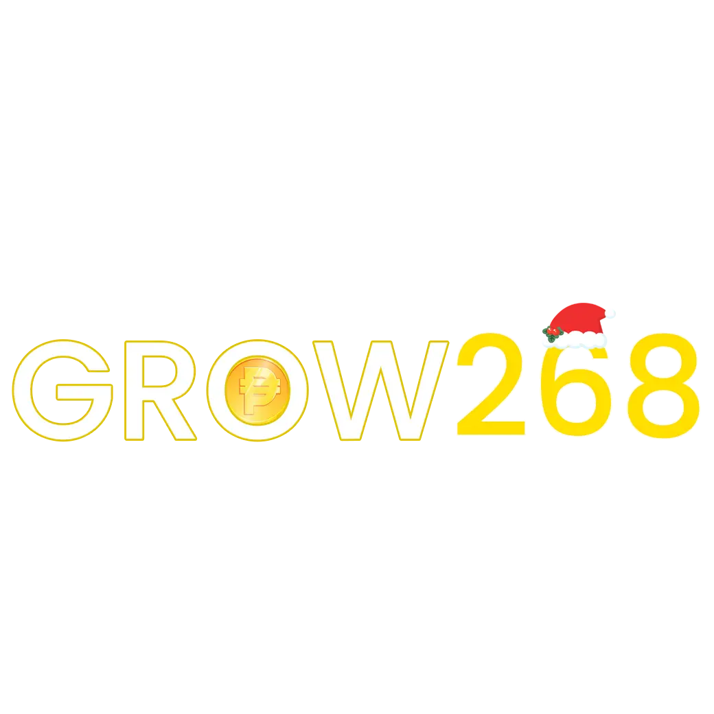 โลโก้ GROW268 ดีไซน์เรียบหรู โทนทองสว่าง สำหรับเว็บไซต์คาสิโนออนไลน์